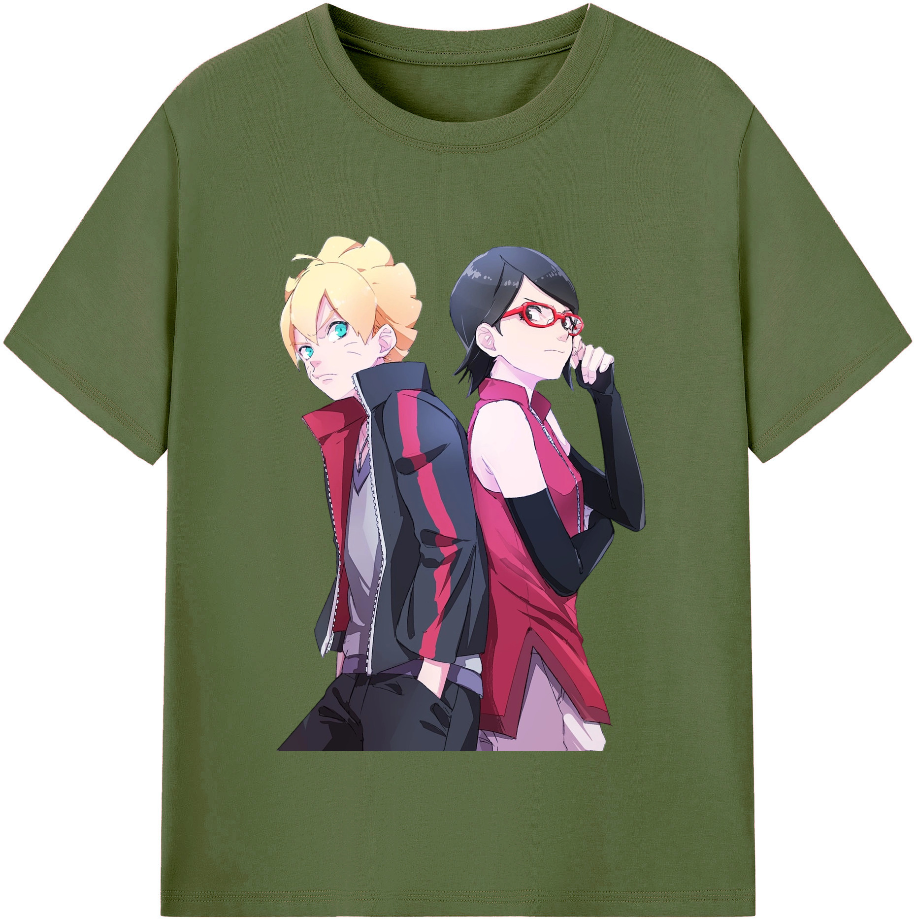（画像用） NARUTO -ナルト- うちは サラダ Uchiha Sarada 綿100％半袖Tシャツ（フロントプリント）